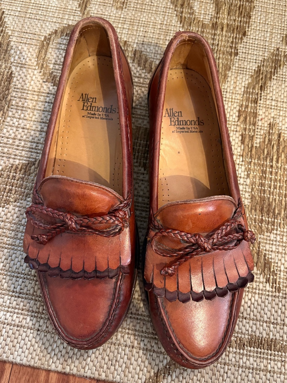Allen Edmonds Chestnut Brown Leather Kiltie Tassel Loafers